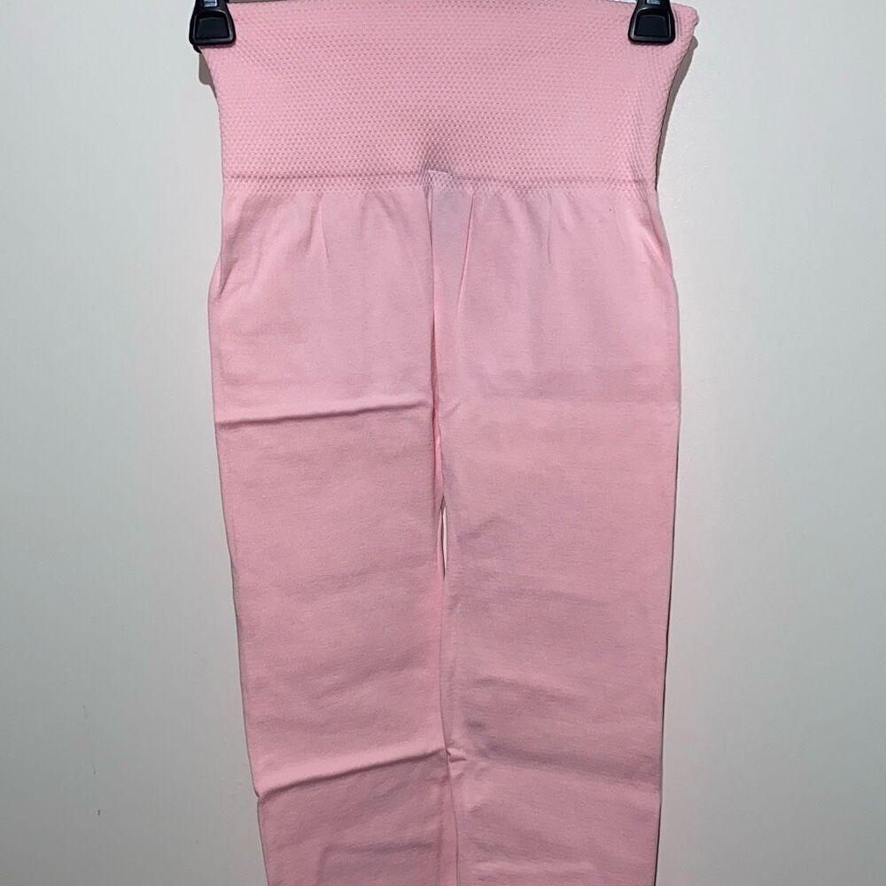 Satina Womens High Waisted Tummy‎ Control Leggings Pink Seamless Activewear NEW